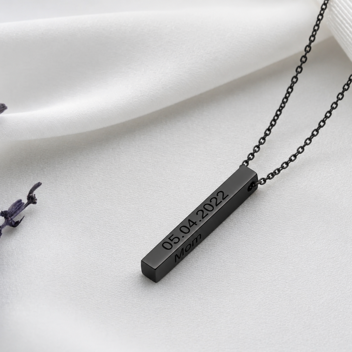 Black Stainless Steel Vertical Bar Necklace