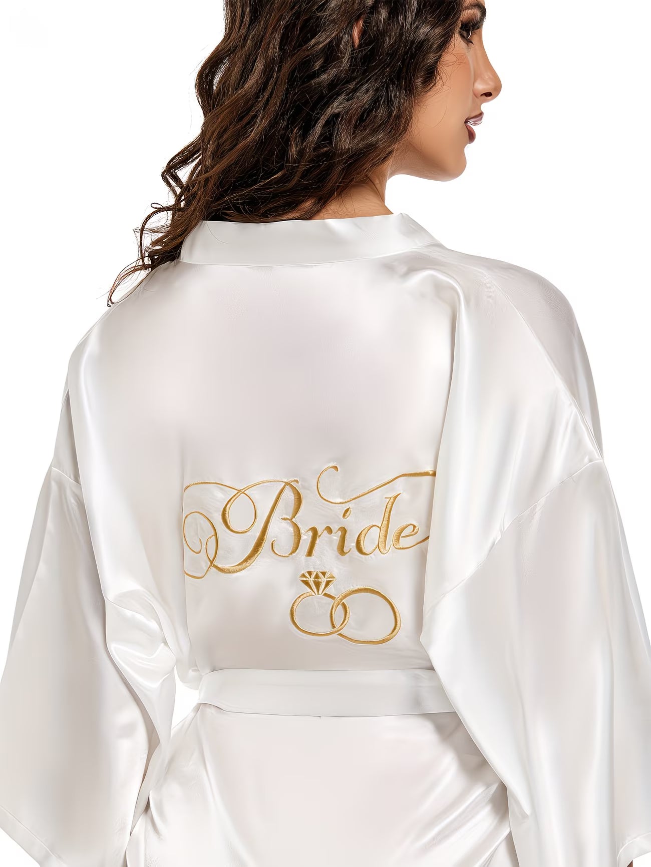 Bride Satin Robe Embroidered Women Wedding