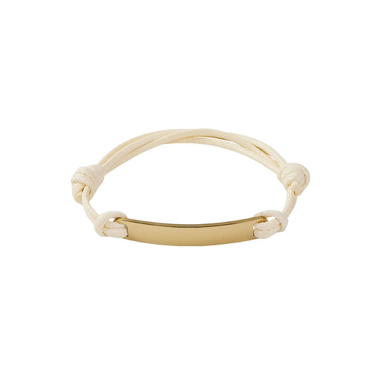 Gold Rectangular Tag Cord Bracelet