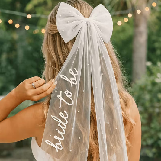 Bride-to-Be Bow Veil Hair Clip