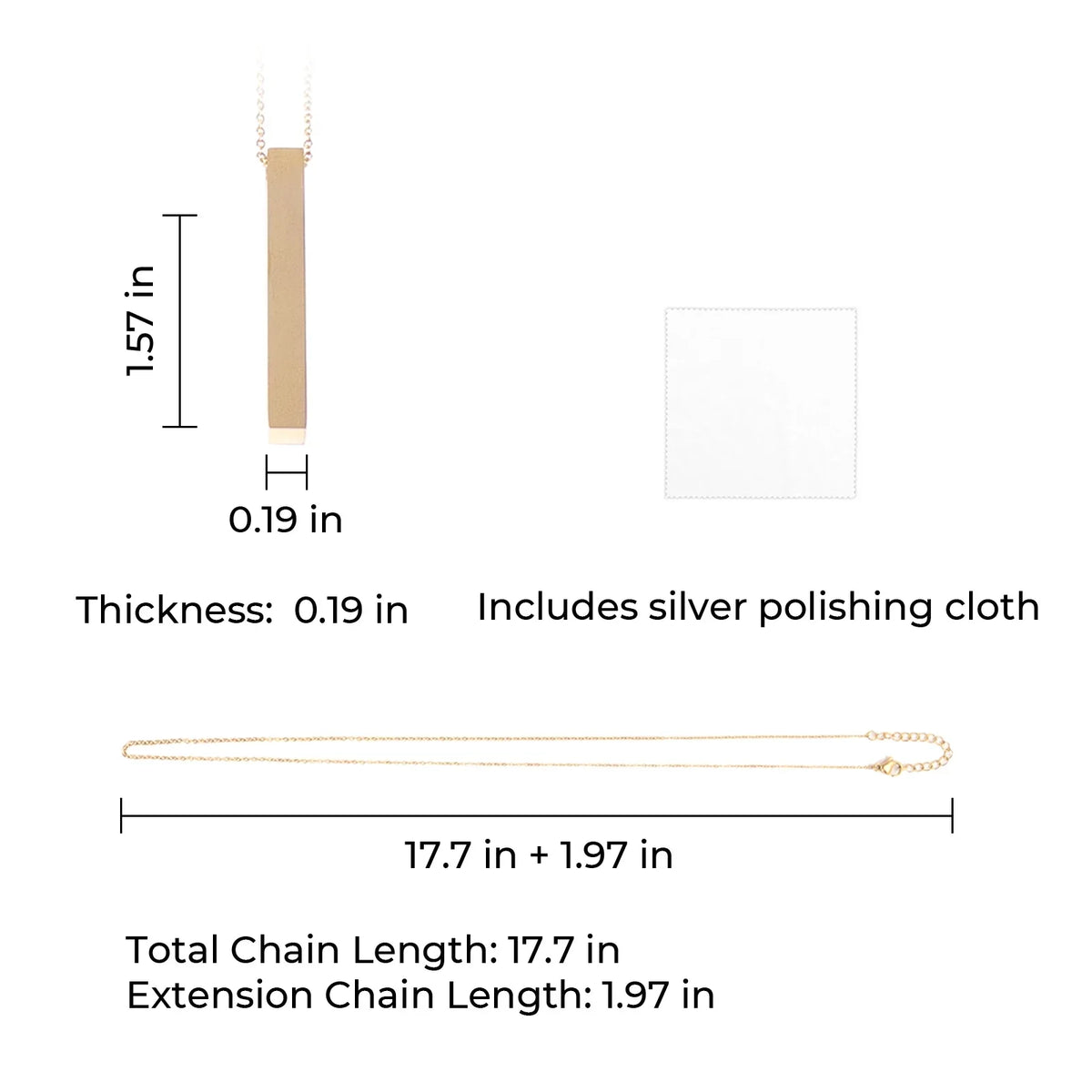 Gold Stainless Steel Vertical Bar Necklace