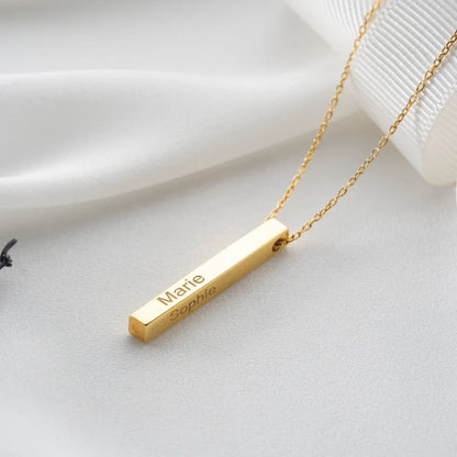 Gold Stainless Steel Vertical Bar Necklace