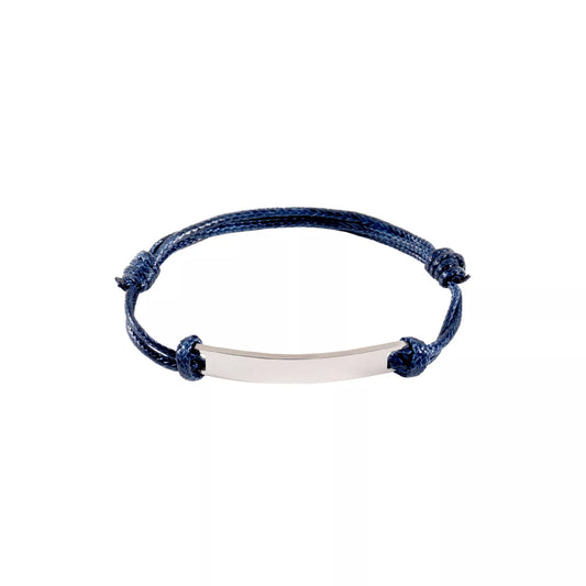 Silver Rectangular Tag Cord Bracelet