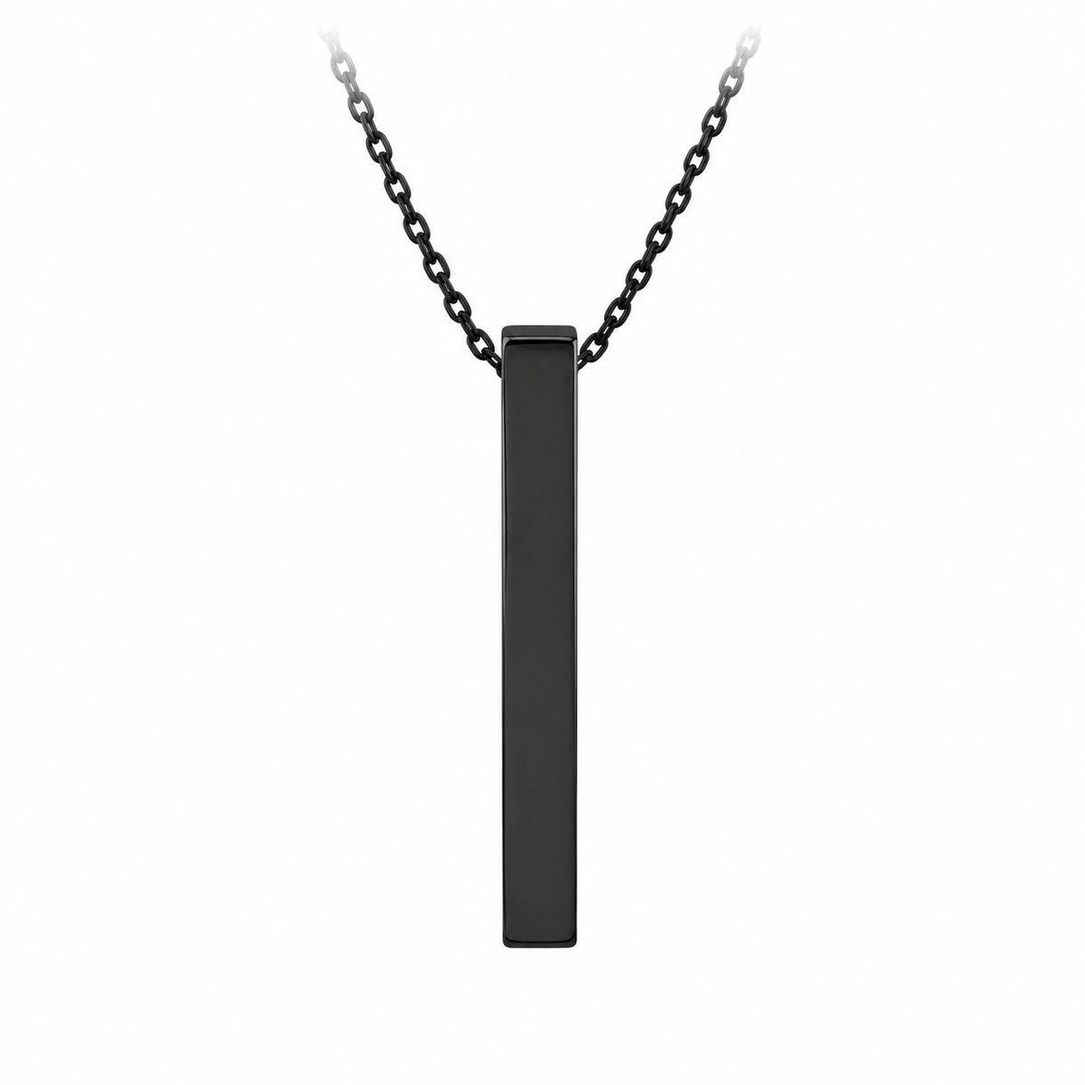 Black Stainless Steel Vertical Bar Necklace