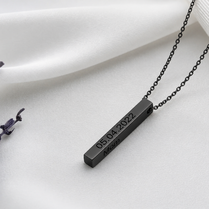 Black Stainless Steel Vertical Bar Necklace