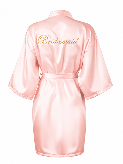 Bridal Party Satin Robe – Bride & Bridesmaid Embroidered Kimono
