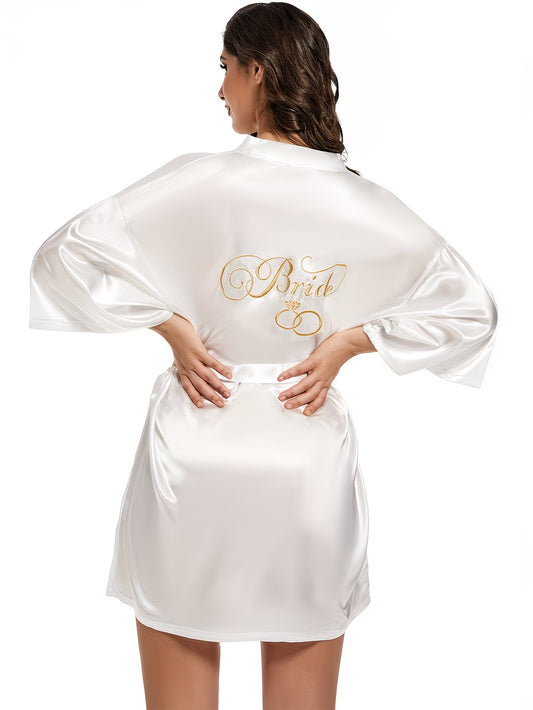 Bride Satin Robe Embroidered Women Wedding